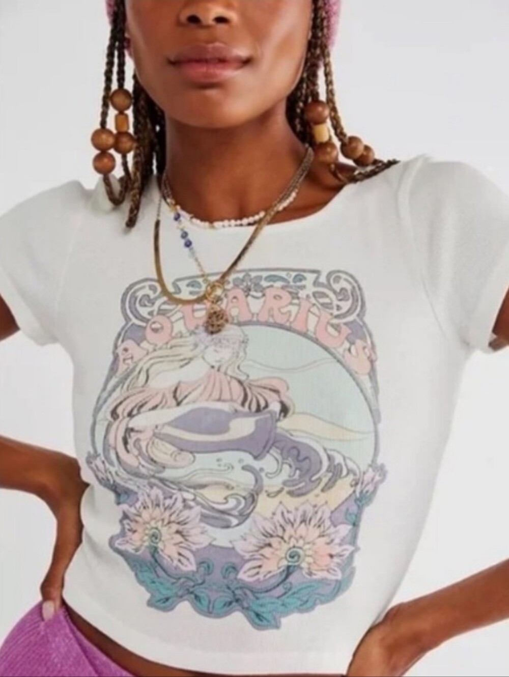 Daydreamer X Free People Horoscope Baby Tee Aquarius